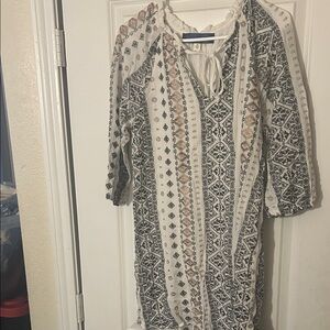 Blue Rair embroidered Gold and Blue Patterned Dress